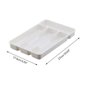 Bothyi Cutlery Tray Fittings Multipurpose Organizer with 4 Compartments Cutlery Storage Box Durable for Office Kitchen Tableware Drawer Silverware, White