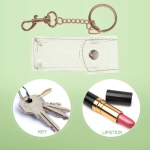 CALLARON Lipstick Holder Keychain for Women Clear Lip Holder Keychain 3.4x1.3inch Shoulder Bag Pendant Lipstick Cover Keyring Transparent Lipstick Sleeve Purse Keychain