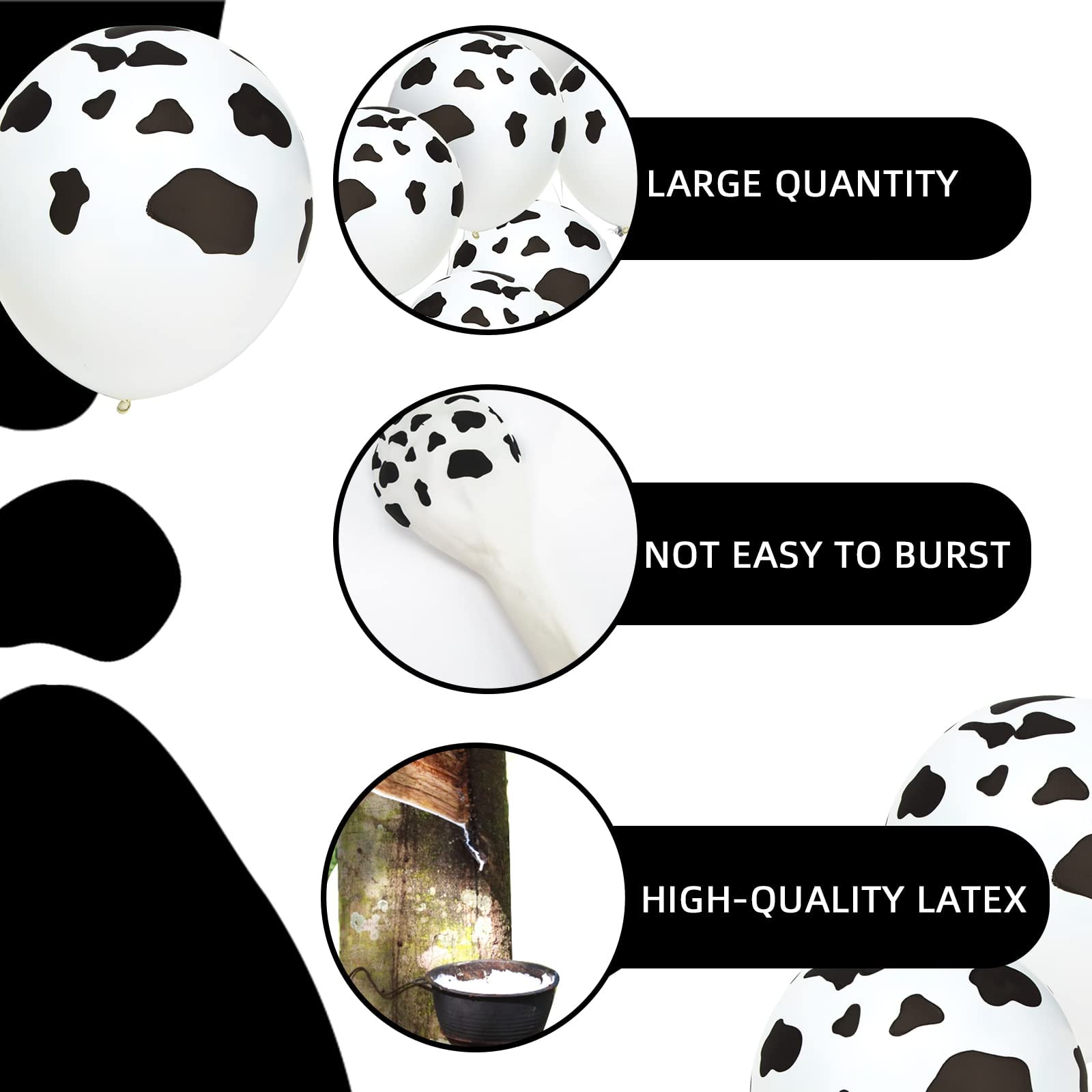 LovesTown 100 PCS Cow Print Balloons, 12 Inch Cow Balloons Latex Balloons for Children Party Cowboy Theme Birthday Party Favor