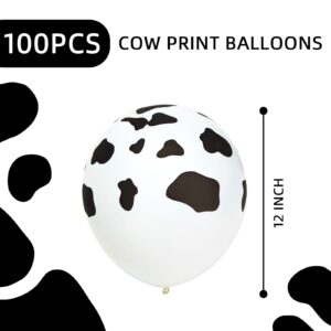 LovesTown 100 PCS Cow Print Balloons, 12 Inch Cow Balloons Latex Balloons for Children Party Cowboy Theme Birthday Party Favor