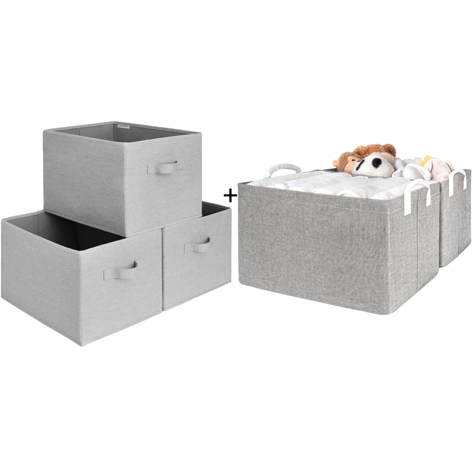 StorageWorks Storage Baskets for Shelves, Foldable Storage Bins with handles, Fabric Closet Bins for organization