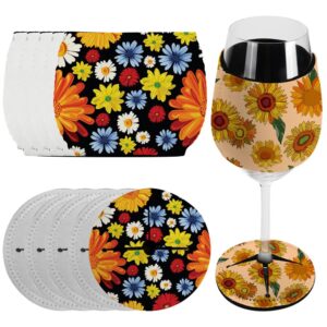 zuyyon 10 pcs sublimation blank wine glass sleeve and base cover set neoprene insulated wine glass cover sublimation drink sleeve holder for wine glass sublimation ornaments supplies