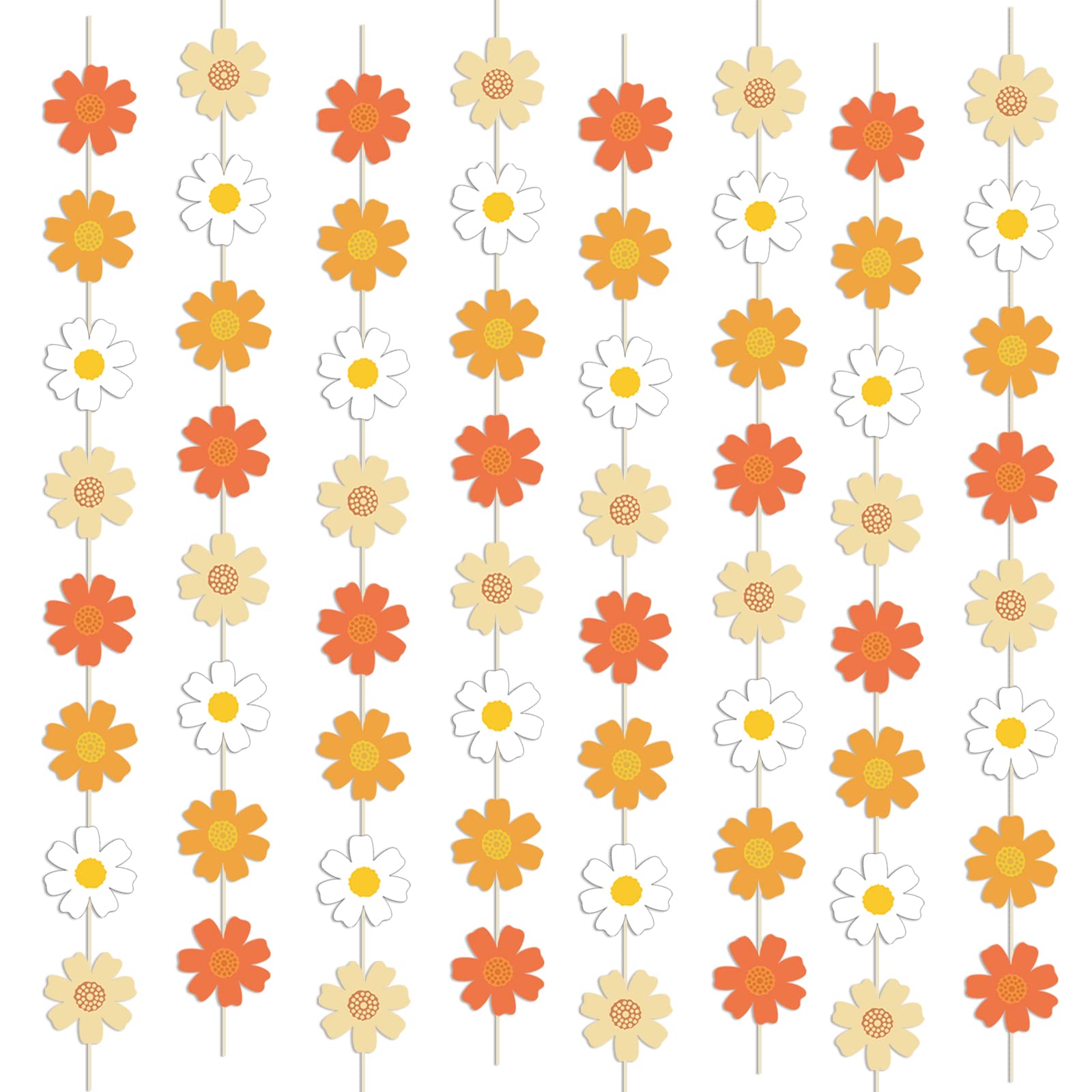 Daisy Groovy Boho Party Hanging Banners and Retro Hippie Party Supplies Decorations Daisy Paper Cutouts for One Two Groovy Themed Baby Girl Birthday Decorations Party Home Classroom Favor Decor