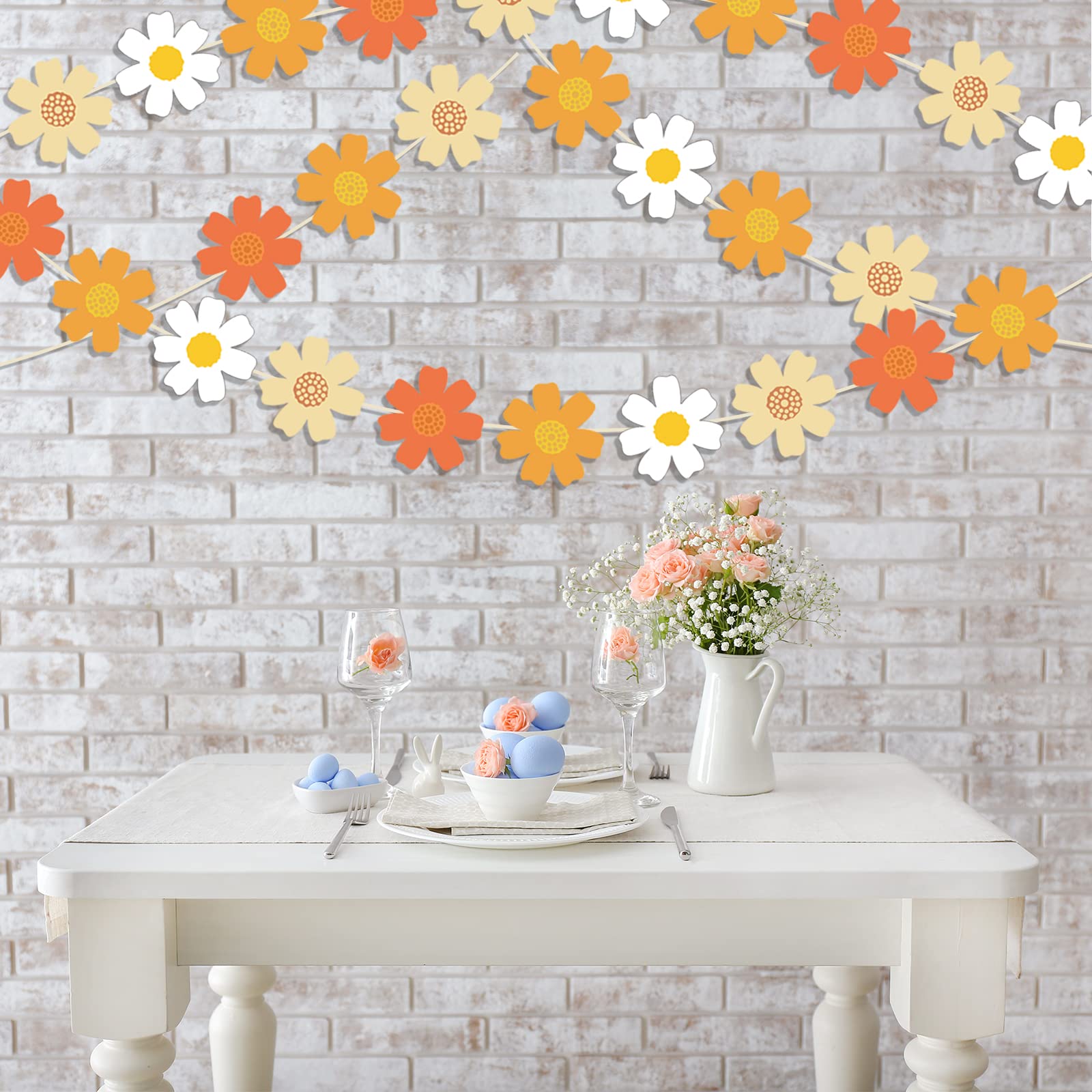 Daisy Groovy Boho Party Hanging Banners and Retro Hippie Party Supplies Decorations Daisy Paper Cutouts for One Two Groovy Themed Baby Girl Birthday Decorations Party Home Classroom Favor Decor