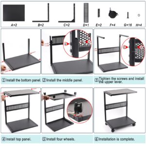 Bfttlity PC Stand Computer Tower Stand 2-Tier Metal CPU Stand with Locking Caster Wheels Suitable for Most PC (S)