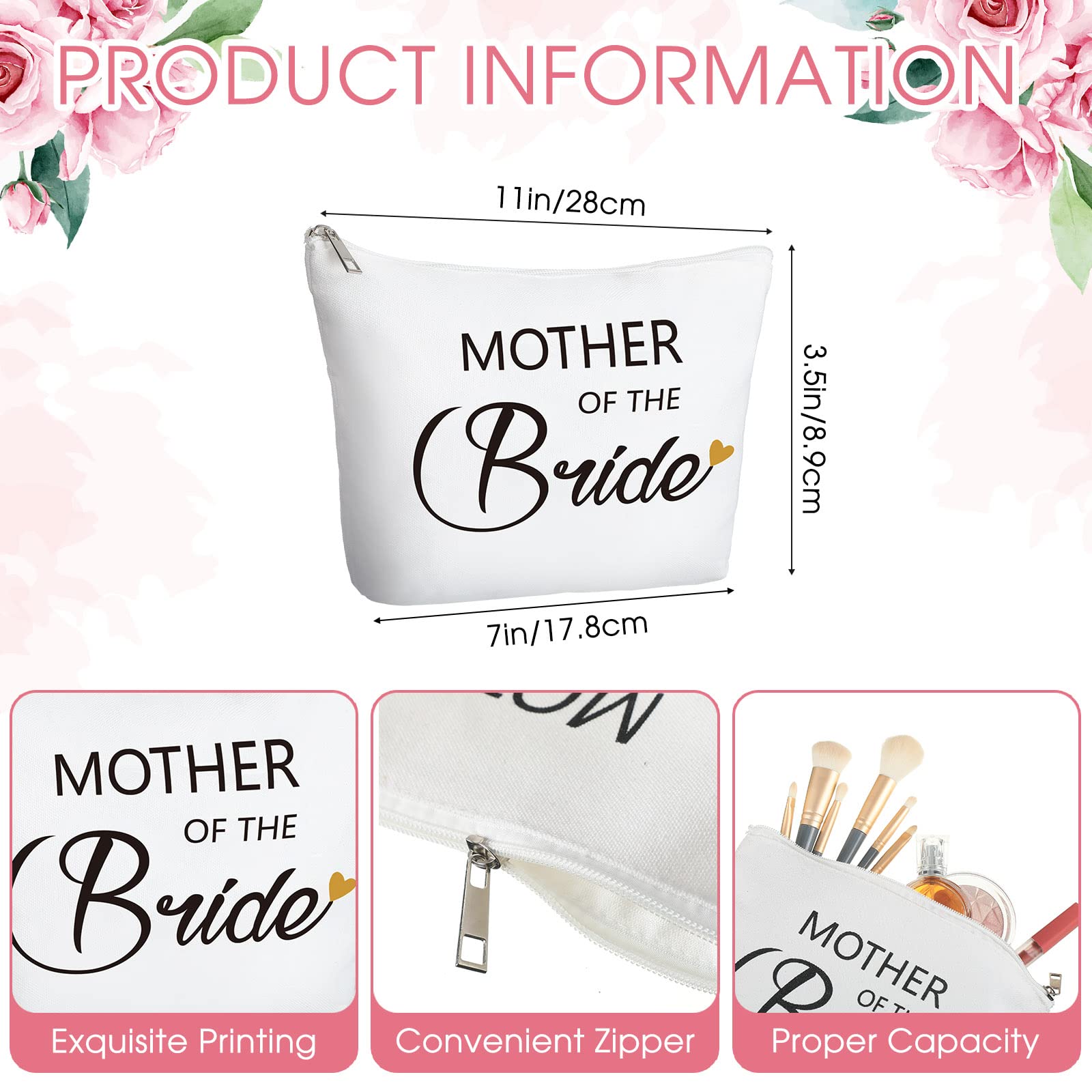 Tudomro 3 Pcs Mrs Gifts Mother of the Groom Bridal Shower Wedding Gifts Tote Bag Makeup Pouch Mother of the Bride Travel Tumbler(Mother of the Bride)