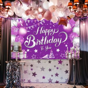 KatchOn, Purple Happy Birthday Banner - XtraLarge, 72x44 Inch | Purple Happy Birthday Banner Decor | Birthday Banner Purple for Happy Birthday Decorations | Happy Birthday Purple Banner Decorations