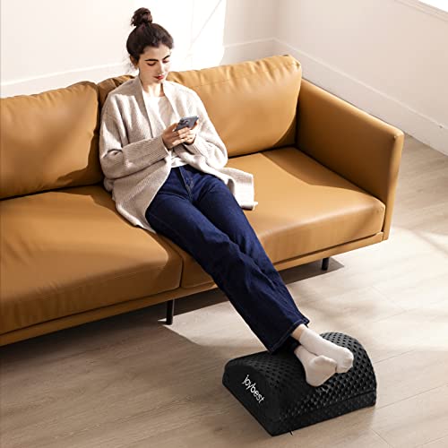 joybest Foot Rest Under Desk for Office Use, Adjustable Heights Memory Foam Foot Stool for Car, Home and Office, Footrest for Blood Circulation of Legs to Relieve Lumbar, Back, Knee Pain（Black）