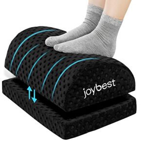 joybest foot rest under desk for office use, adjustable heights memory foam foot stool for car, home and office, footrest for blood circulation of legs to relieve lumbar, back, knee pain（black）