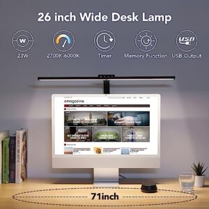 OREiN LED Desk Lamp for Home Office, 23W Desk Lamp with USB Charging Port, 5 Color Modes/Stepless Dimming/ 4 Timer, Flexible Desk Light with Touch & Remote Control, Office Desk Lamp with Clamp, Black