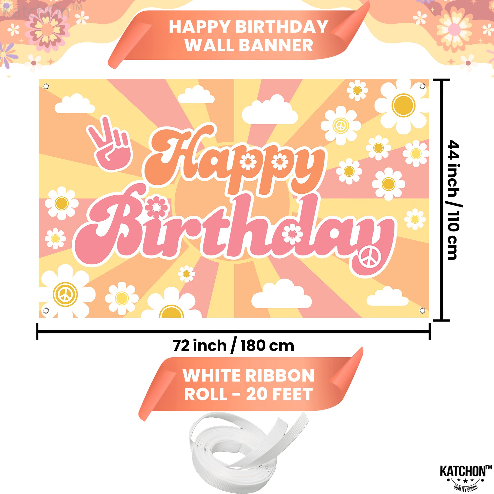 KatchOn, Groovy Birthday Banner - XtraLarge, 72x44 Inch | Groovy Backdrop for Groovy Party Decorations, Groovy Birthday Decorations | Groovy Birthday Party Decorations, Groovy Happy Birthday Banner