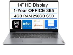 lenovo newest ideapad laptop, 14.0" hd display,intel pentium n5030, 4gb ddr4 ram, 256gb ssd, 1-year office 365, webcam, hdmi, wifi 6, bluetooth, windows 11 s, cloud grey, jvq mp