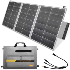 105w 20v portable solar panel for apollosolar/jackery/bluetti/ecoflow/anker power station, foldable solar panels with 18w usb & usb-c outputs ip65 waterproof for camping rv trip off-grid living