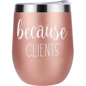 because clients funny wine tumbler 12oz - unique gift idea for hairdresser, makeup artist, nail tech, lawyer, realtor, real estate agents - perfect birthday gifts for women