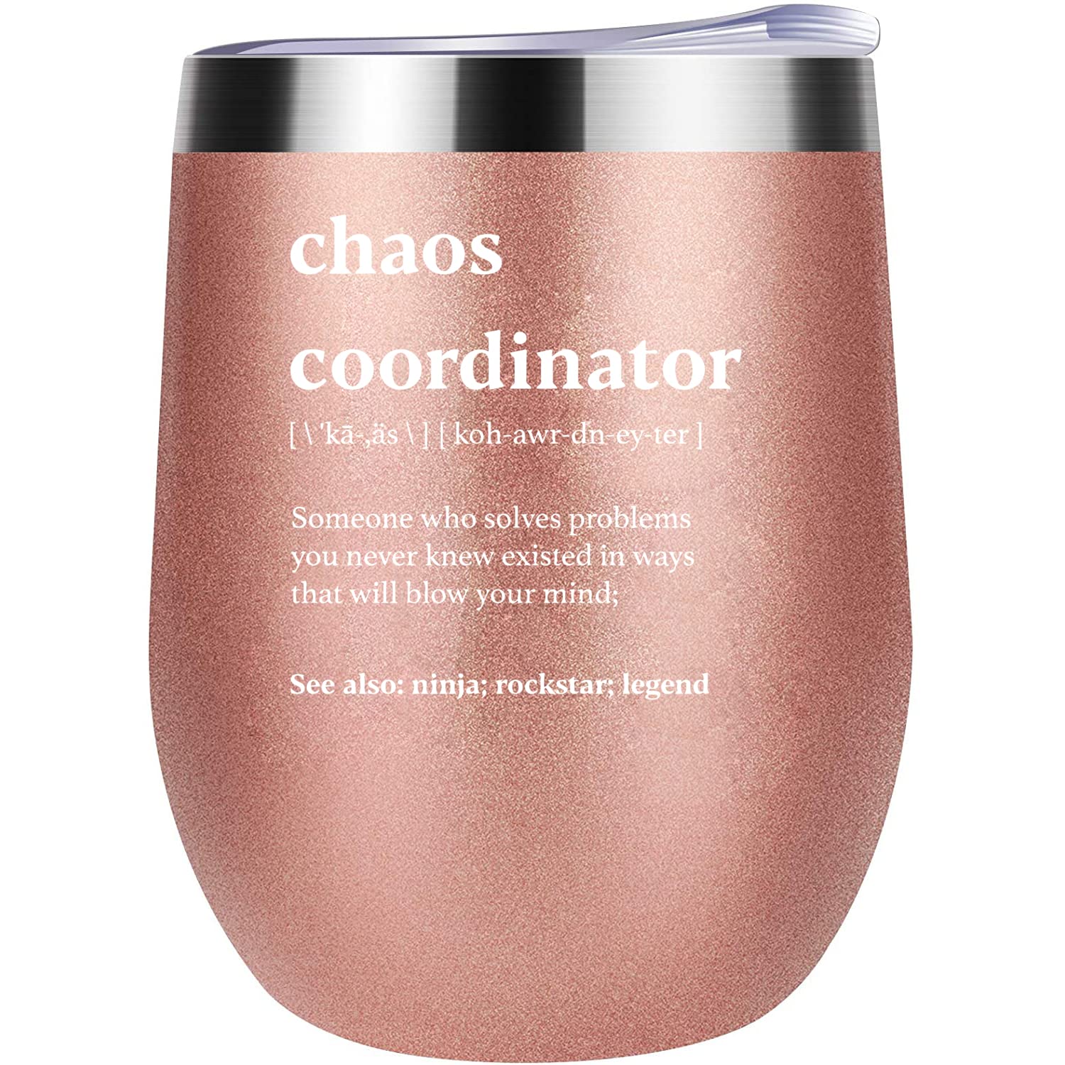 Chaos Coordinator Mug Insulated Tumbler 12oz - Unique Gift Idea for Boss, Her, Best Mom, Coworker, Manager, Teacher, Boss Lady, Office, Wedding - Funny Stemless Cup for Women