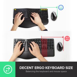 DeLUX Upgraded Ergonomic Wireless Ergo Split Keyboard with Backlit, 2.4G and Bluetooth, Scissor Switch and Palm Rest for Natural Typing, Compatible with Windows and Mac OS (GM902Pro-Black)