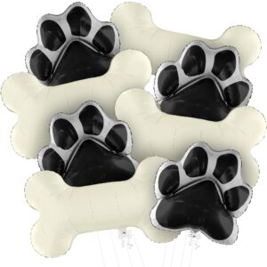 katchon, black dog bone balloon - 29 inch, pack of 8 | dog balloons for birthday party, paw print balloons | dog party decorations, paw balloons | paw party balloons, lets pawty birthday decorations