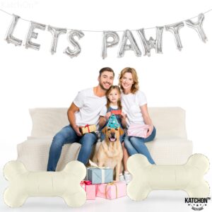 KatchOn, Silver Lets Pawty Balloons - 29 Inch, 11 Pieces | Dog Birthday Party Supplies | Lets Pawty Banner for Dog Party Decorations | Dog Balloons for Birthday Party | Lets Pawty Birthday Decorations