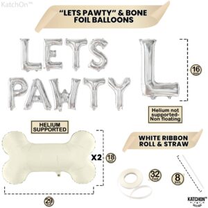 KatchOn, Silver Lets Pawty Balloons - 29 Inch, 11 Pieces | Dog Birthday Party Supplies | Lets Pawty Banner for Dog Party Decorations | Dog Balloons for Birthday Party | Lets Pawty Birthday Decorations