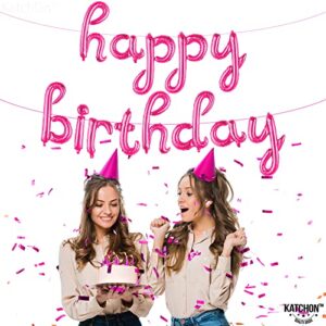 KatchOn, Pink Happy Birthday Balloon Banner - 16 Inch | Happy Birthday Balloons Letters, Hot Pink Birthday Decorations | Hot Pink Happy Birthday Banner, Pink Party Decorations | Pink Birthday Banner