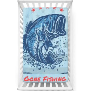 gone fishing themed fitted crib sheet,standard crib mattress fitted sheet toddler bed mattress sheets-great for boy or girl room or nursery,28“ x52“,multicolor