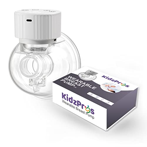 KidzPros Wearable Breast Pump, Hands Free Breast Pump, Portable Electric Breast Pump, 3 Modes & 9 Levels, LCD Touch Screen Display, Wearable Milk Extractor, BPA Free Breastfeeding (1pc)