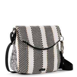 Sakroots Foldover Crossbody in Woven Fabric with Adjustable Strap, B&W Soulful Desert