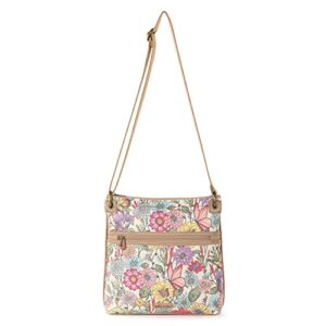 Sakroots Women's Artist Circle Flat Crossbody, Pinkberry in Bloom