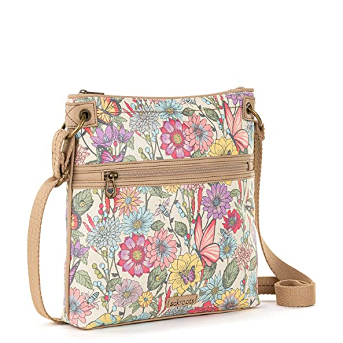 Sakroots Women's Artist Circle Flat Crossbody, Pinkberry in Bloom