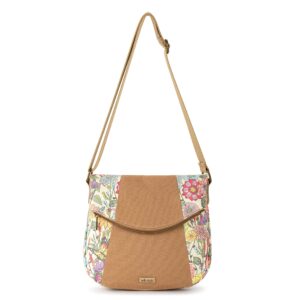 Sakroots Foldover Crossbody Bag in Cotton Canvas, Pinkberry in Bloom