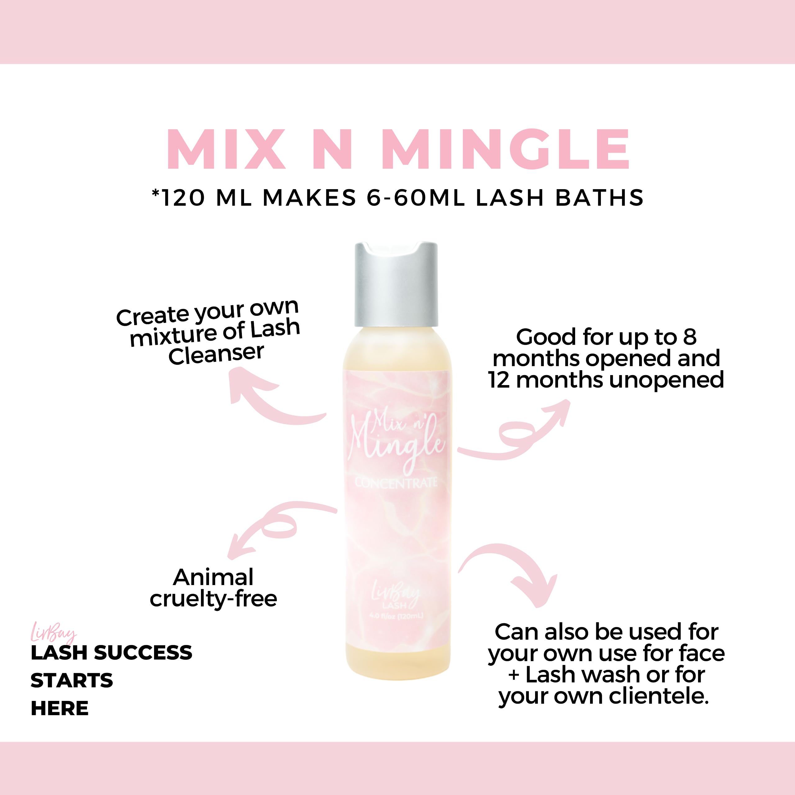 LIVBAY Mix N Mingle - Lash Extension Cleanser + Lash Wash Foam Shampoo for Eyelash Extensions for Home and Salon Use (Concentrate 120ml)