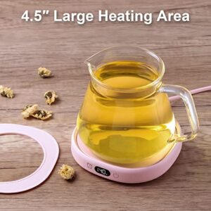 Bsigo Smart Coffee Mug Warmer & Cute Cat Glass Mug Set, Beverage Warmer for Desk Office, Cup Warmer Plate for Milk Tea Water with Time & Temperature Setting(Up to 140℉/ 60℃), 8H Auto Shut Off, Clear