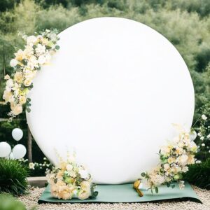 7.5x7.5ft White Round Backdrop Cover White Circle Backdrop Cover Round Fabric Photo Background for Photography Party Birthday Wedding Baby Shower Home Decorations