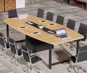 tribesigns 8ft conference table, 94.5l x 47.2w inch large meeting table, modern rectangular seminar table for office meeting conference room, metal frame
