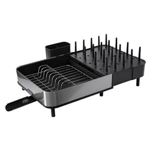 RINLUVS Dish Drying Rack,Multifunctional Expandable Dish Rack-Stainless Steel Dish Drying Rack,Large,Dish Racks for Kitchen Counter,Black Kitchen Drying Rack,Dish Drainers for Kitchen Counter