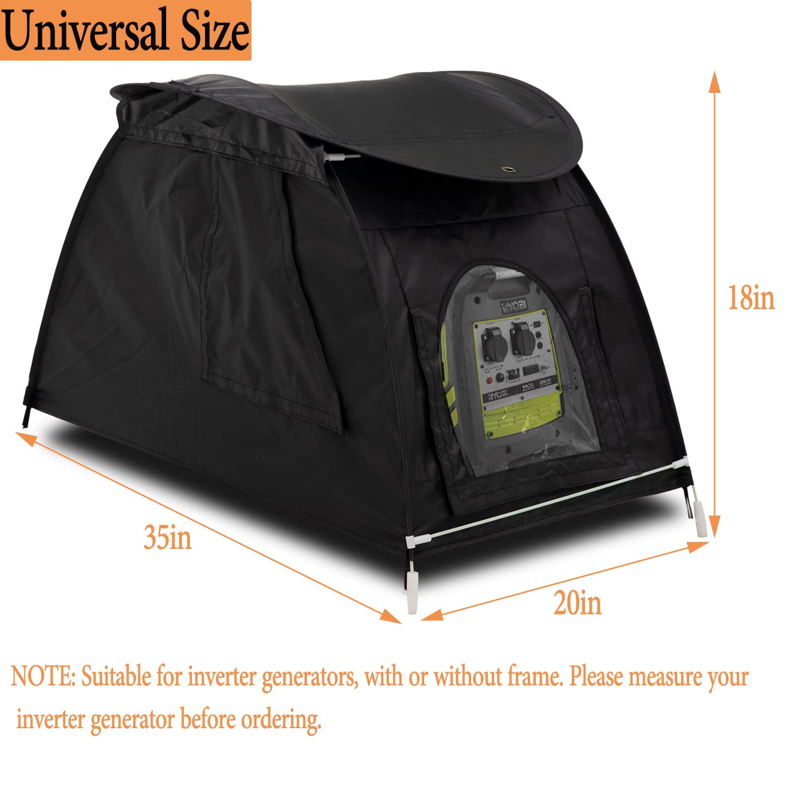 Softclub Small Inverter Generator Cover While Running, Portable Waterproof Generator Shed Cover，Outdoor Generator Tent Cover for Rain, Fit Most 1000-5500 Watt Inverter Generators, Black