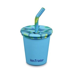 klean kanteen kid cup 10oz stainless steel cup with spill-poof straw lid - hawaiian ocean