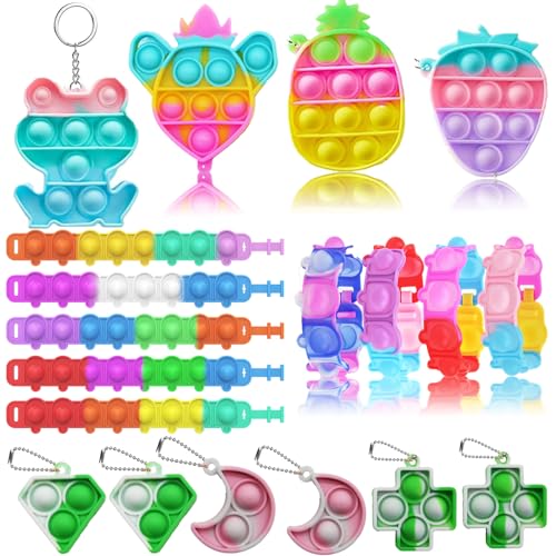 106 Pcs Pop Party Favors for Kids, Fidget Treasure Box Toys, Classroom Prizes, Pinata Filler Goody Bag Stuffers, Treasure Chest, Carnival Prize Box Toys for Boys Girls, Easter Basket Eggs Fillers