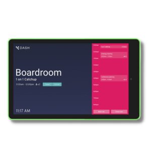 poe texas 10" touchscreen meeting room scheduler tablet with highly visible led ring - plug & play poe office conference room scheduler - digital display syncs with existing business calendar