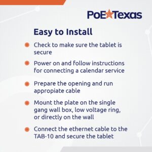 PoE Texas 10" Touchscreen Meeting Room Scheduler Tablet with Highly Visible LED Ring - Plug & Play PoE Office Conference Room Scheduler - Digital Display Syncs with Existing Business Calendar