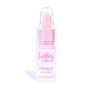 livbay strawberry primer - prime and shine boo vegan| removes oils & build up for longer eyelash extension retention (10ml)