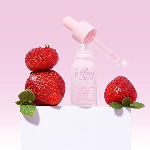 LivBay Strawberry Primer - Prime and Shine Boo Vegan| Removes Oils & Build Up for Longer Eyelash Extension Retention (10ml)