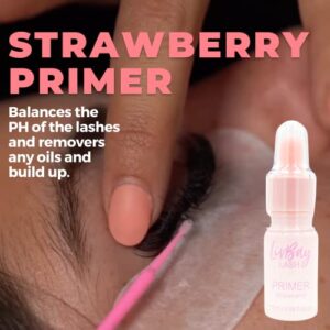 LivBay Strawberry Primer - Prime and Shine Boo Vegan| Removes Oils & Build Up for Longer Eyelash Extension Retention (10ml)