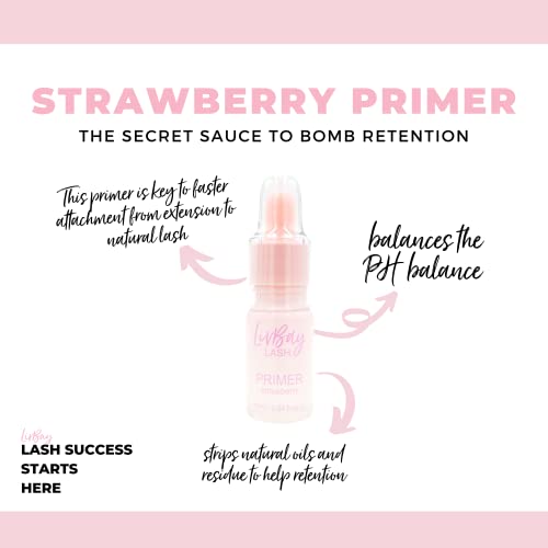 LivBay Strawberry Primer - Prime and Shine Boo Vegan| Removes Oils & Build Up for Longer Eyelash Extension Retention (10ml)