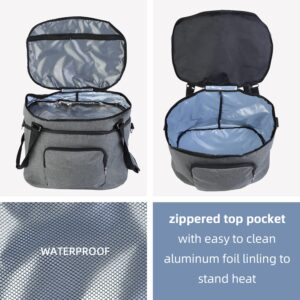 Double Layers Slow Cooker Bag，Carry Case with Top Zip Compartment and Accessory Pocket , Insulated Slow Cooker Carrier Fits for Most 68 Quart Oval Slow Cooker, Fabric waterproof ,Easy to clean.(Bag