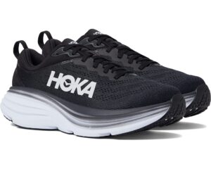hoka one one | women's, bondi 8 road running sneakers (black & white - 7)