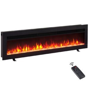 efiretric® arthur 50" w 3 in 1 electric fireplace (ef458), freestanding, wall mounted, recessed, 9 colors flame effect, tv media wall, heater 750w/1500w, remote control