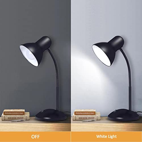 YEXIMEE LED Desk Lamp, Adjustable Black Goose Neck Table Lamp, Eye-Caring Study Desk Lamps for Bedroom, Study Room and Office (LED Bulb Included)