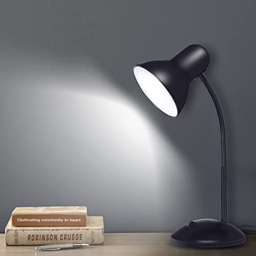 YEXIMEE LED Desk Lamp, Adjustable Black Goose Neck Table Lamp, Eye-Caring Study Desk Lamps for Bedroom, Study Room and Office (LED Bulb Included)