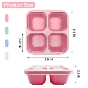 HNXAZG 4 Pack Snack Containers, 4 Compartment Bento Snack Box, Reusable Lunch Containers, Divided Food Storage Containers for Work Trips
